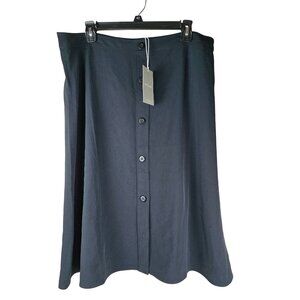 Everlane Black Japanese Goweave Button Front Swing Skirt Size 16